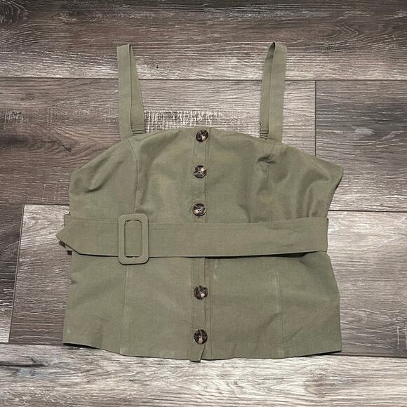 Forever 21 Tank Top Khaki Green Women's Size Large - Picture 1 of 6